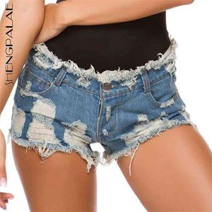 sexy high waist short jeans women's summer hole nightclub distressed denim shorts female tide 5C553 210427