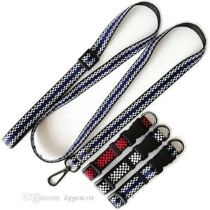 Nylon Dog Collars Leashes Set Designer Dog Leash Black and White Check Pattern Pet Collar for Small Medium Big Dogs French Bulldog Poodle Corgi Pug B54