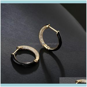 Charm smycken4 stil guldfärg cz bröllop örhängen för kvinnor svart/vit kubik zirkonia hoop femme bijoux födelsedag droppleverans 2021 k8hms