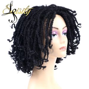 Dreadlocks sintéticos de 6 polegadas peruca de cabelo parte média para mulheres africanas preto marrom bug ombre crochê soul locs tranças perucas LS36