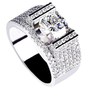 1CT Choucong Brand Wedding Band Rings Luxury Jewelry Sparkling 925 Sterling Silver Round Cut White Topaz CZ Moissanite Diamond Gemstones Male Ring For Men Gift