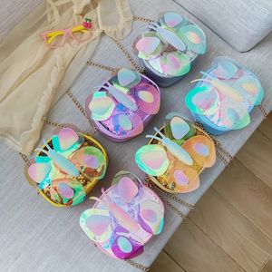 Korean Children's Mini Purse Glitter Little Girl Cute Laser Small Coin Wallet Pouch Box Kids Butterfly Messenger Bag Gift