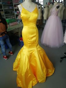2021 Mermaid Long Prom Sleeveless Spaghetti Straps Zipper Satin Dress Homecoming Formal Party with Custom Made