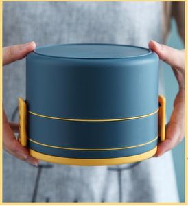 Портативный двухслойный обед коробка свежий цвет студент ланч коробка PP здоровый микроволновый изолированный обеденный контейнер для пикника школа RRE9509