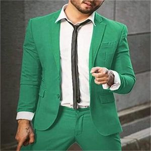 Męskie Garnitury Blazers 2021 Wysokiej jakości garnitur Casual Wycinanka Lapel Slim Fit Wedding Guest Dress Party Formal Near Customization (Top + Spodnie)