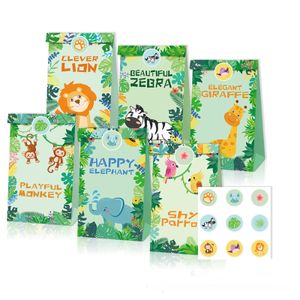 Crafts Jungle Party Decoration Animal Foot Printed Gift Box Kraft Paper Candy Gifts Bags Safari birthday Decor baby shower