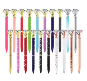 Top Fashion Metal Ballpoint Pen With Large Crystal Glass Diamond luxury Creative School Office Supplies Christmas gifts Custom logo on Sale