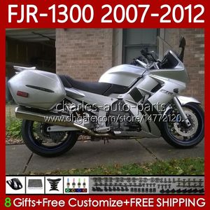 Fairings de OEM para Yamaha FJR-1300 FJR 1300 A CC FJR1300 07 08 09 10 11 12 Moto Body 108No.52 FJR-1300A 2007 Silver Black 2009 2009 2010 2011 FJR1300A 01-12 Kit de carroçaria