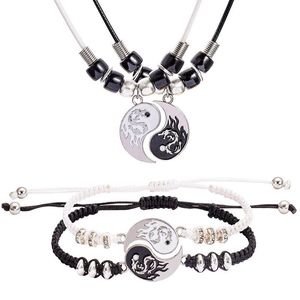 Lässige Paare gepaarte Anhänger Halskette für Frauen Mann Tai Chi Yin Yang Lederkette weiß schwarz Freundschaft Halsketten Schmuck