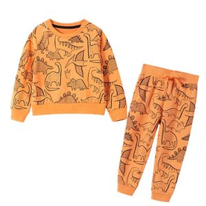 Hoppmätare Höst Dinosaurs Bomull Kläder för barn Skriv ut Outfits Baby Klädkassetter 210529