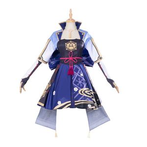 Cosplaydiy Genshin Impact Kamisato Ayaka Costume Cosplay Lolita Dress Set completo Donne Halloween Party Uniform Custom Made DY20137 Y0903