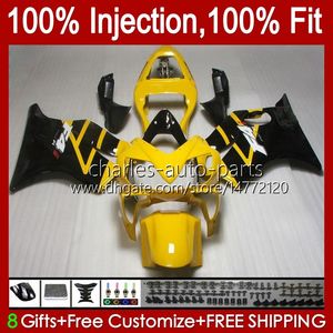 OEM BODY FÖR HONDA CBR600F4I F4 I CBR600FS 01-03 Bodywork A6NO.22 CBR 600F4I 600 F4I FS CC 2001 2002 2003 CBR600 F4I 600CC 01 02 03 Injektionsform Fairing Gul Svart