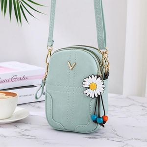 Cross Body Mulheres Bolsa de Couro Duplo Zíper Celular Holster Carteira Caso Bolsa de Embreagem Pockets Pequeno Crossbody Bolsa de Ombro Bolsa