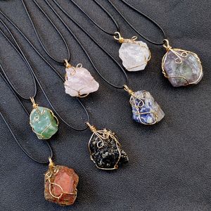 Natural Crystal Energy Stone Pendant Necklaces For Women Men Original Style Party Club Decor Fashion Jewelry