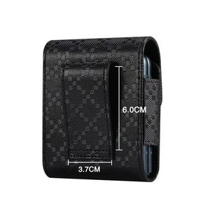 Custodie per fondina in pelle a grana scozzese universale per Samsung Galaxy Z Flip 3 Flip3 5G Moto Motorola Razr Molte cinture pieghevoli per cellulare Cintura verticale Business PU Pouch