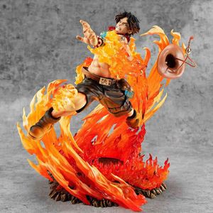 23cm Japan One Piece Portgas D Ace Action Figur Anime Pop PVC 15th Anniversary Collection Model Dolls Toys for Boys Gifts X0503