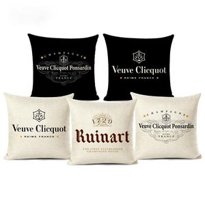 Almofada/travesseiro decorativo Caixa de linho personalizada de alta qualidade Black e branco Champagne HD Capa impressa El Sofá Home Cushion