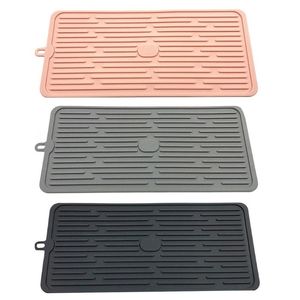 Foldable Silicone Prato De Secagem Esteira antiderrapante Placemat Talheres De Silicone Drenagem Pad Pot Pot Mat Tapete Acessórios de Cozinha 210706