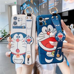 Phone Cases for iPhone 12 mini 11 XR XS Pro max 6 7 8 6s plus Cartoon Cute Cat Pattern Wristband Bracket Protective Dirt-resistant Mobile Cover