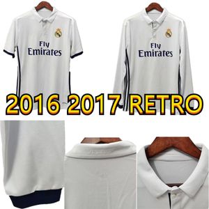 2016 2017 Retro real madrid fotbollströja Lång kortärmad RONALDO PEPE KROSS BENZEMA helfotbollströja 16 17 JAMES Vintage Camiseta de f