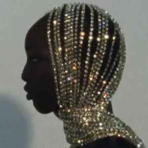 Hair Clips & Barrettes Exaggerated Rhinestone Long Tassel Headband Cover Full Head Chains Headpiece For Women Luxury Crystal Bib Hairpiece J