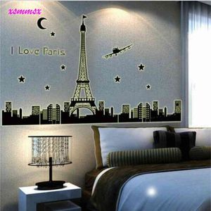 "I Love Paris" Wall Sticker Home Decoration Star And Plane Living Room Removable Vinyl Decal 210420