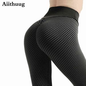 Aiithuug Famosi leggings sportivi Pantaloni da yoga a vita alta per le donne Booty Bubble Butt Lifting Workout Running Tights Pantaloni da corsa H1221