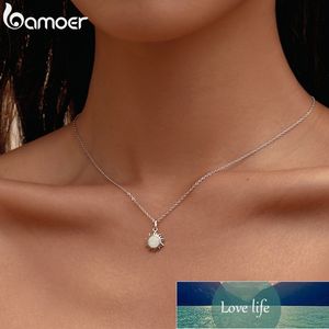 bamoer Autentica collana in argento sterling 925 con ciondolo sole opale bianco per le donne Collane con maglie a catena Gioielli in argento 925 SCN399 Prezzo di fabbrica design esperto Qualità