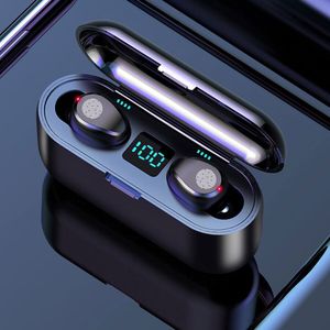 F9 TWS Wireless Earphone V5.0 Auricolari Bluetooth Cuffie Display a LED Power Bank Cuffie con microfono