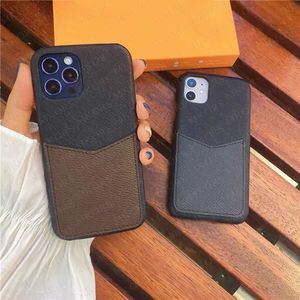 L Fundas de teléfono de diseñador de moda para iPhone 14 13 13pro 12 Mini 12pro 11 Pro 11pro X Xs Max Xr 8 7 Plus Funda de cuero con bolsillo para tarjeta iPhone13