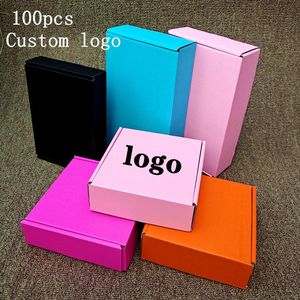 Wholesale paper express for sale - Group buy Gift Wrap psc Customized Logo Batch Color Carton Small Packing Box Express Transport Blank Kraft Paper