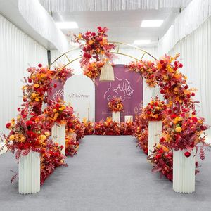 7pcs Wedding Flowers Balloons Metal Arch Decoration Cylinder Pedestal Pillar Stand Paper Plinths Iron Frame For Grand Event Stage Birthday Party Outdoor Backdrops