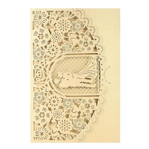 20st/Set Wedding Invitation Card Cover Pearl Paper Laser Cut Bridal Bridegroom Pattern Cards Jubileumshälsning