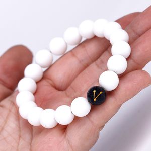 Spelling More Net Red Recommended Frosted Stone Twelve Constellation Bracelet Blue Sand Stone Carved Gold Bracelet Korean Lovers Jewelry