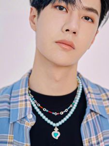 Star same blue pearl radiant heart necklace love summer clavicle chain hip hop couple ins tide brand accessories
