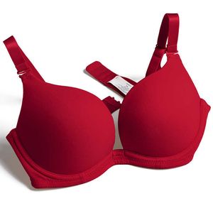 Grandi spalline convertibili regolate rosse Reggiseni push up da donna Con ferretto Lingerie sexy Reggiseno a U profondo 65 70 75 80 85 90 95 100 A B C D E 210623