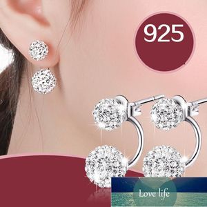 Studörhängen Authentic 925 Sterling Silver Örhängen för Kvinnor Earing Smycken Koreansk örhänge Dubbelkula Earringar Fabrikspris Expert Designkvalitet