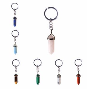 Charm natursten färgglada avsmalnande silver färg kvinnlig mode keychain boho smycken bil