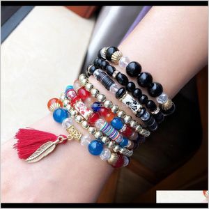 Beaded, Strands Bracelets Jewelry Drop Delivery 2021 Accessories Bohemian National Style All-Match Manual Winding Elastic Rope Multi-Layer Co