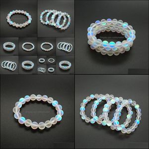 Inne luźne koraliki biżuteria 10mm matowa biała bransoletka kwarcowa Aura, bransoletka z kamieni szlachetna, holograficzne okrągłe koraliki, elastyczna bransoletka, powodzenia Bracele
