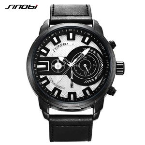 Sinobi Fashion Retro Men's Chronograph Watches Luminous Waterproof Quartz Wristwatch Sports Leather Man Clock 2021 Reloj Hombre Q0524