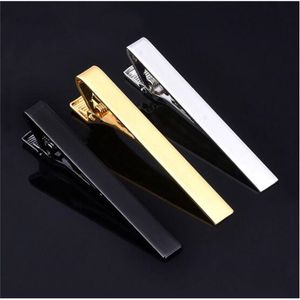 100pcs/lot Classic 58cm/43cm Clips Copper Plating Bright Plain Pins Tie Bar Simple Business Fashion Men's Jewelry