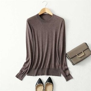 Kvinnors 85% Silk 15% Cashmere Round Neck Everyday Långärmad Pullover Sweater Toppskjorta JN541 211011