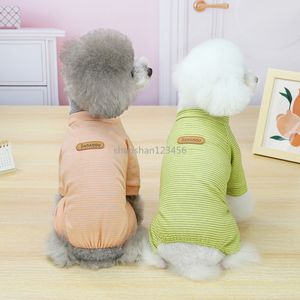 Karikatür Çizgiler Pets Puppy Coat Ceket Kıyafet Yuvarlak Boyun Yaz 4 Bacaklar Köpek Ceket Giyim Evcil Hayvanlar Malzemeleri Will ve Sandy