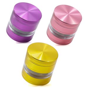 Sand Feel Rotation Band Sound Grinder Smoking Aluminium Alloy Perspective Widow Grinders Metal 63mm Dry Herb Tobacco