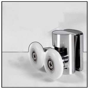 2pcs Heavy Duty Twin Shower Door Wheels Top Rollers Runners Chromed Wheel Sliding Bearing Hardware For Cabin Other