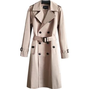 Mens Trench Coats Man Khaki Black Long Chaquetas Hombre Jackets män kläder smala passform överrock ärmfjäder höstlapa mäns