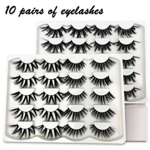 5D Mink Eyelashes Eyelash Eye Makeup 3D False Lashes mjuk naturlig lång tjock 10 par skönhetsmakeupverktyg Fabriksförsörjning i bulk