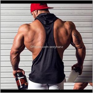 Toppar Underkläder Apparel Drop Leverans 2021 Mens Stringer Bodybuilding Tank Top Vest Solid Gym Bomull Singlet Fitness Kläder Y-Back Tanks Y9HK