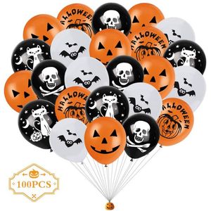 Halloween Dekorationer Ballonger Party Dekoration 100st / Bag Skull Pumpa Latex Halloween Ballong Hemmaffär Fönsterprydnad leveranser XD24773